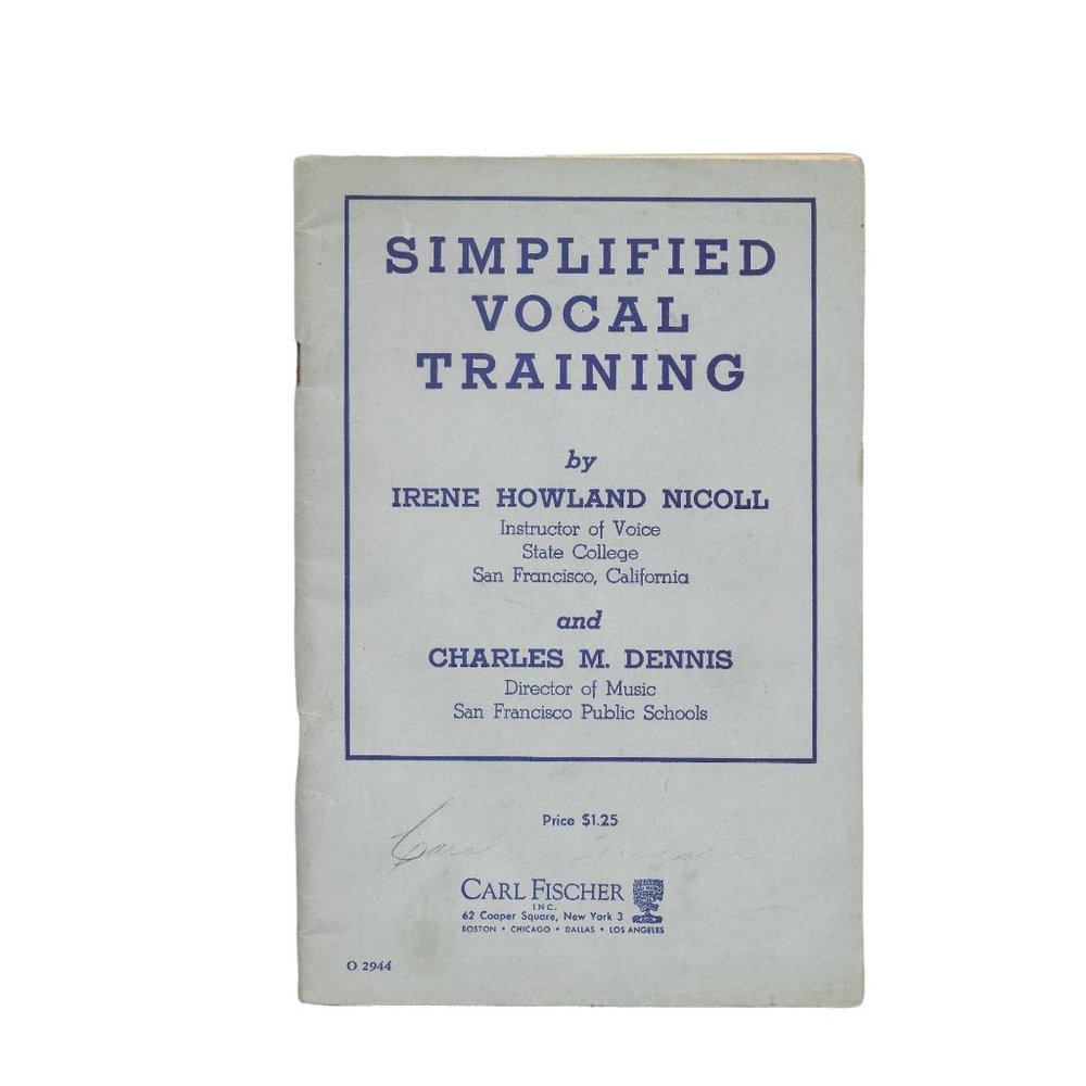 Simplified Vocal Training Nicoll Dennis Fischer Softcover 1940